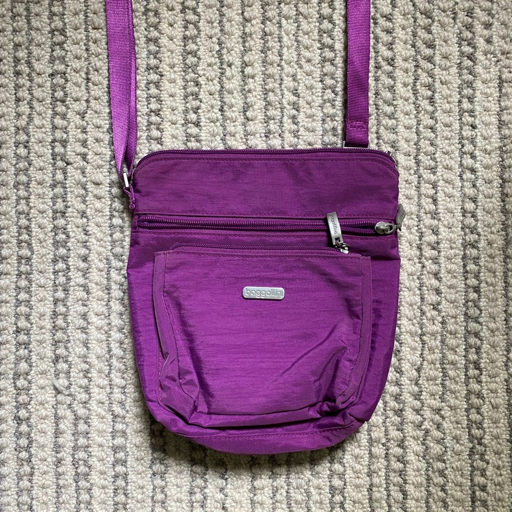 Baggallini Bright Purple Medium Crossbody with Teal Interior